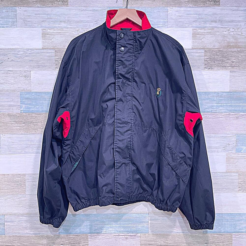 CHAPS RALPH LAUREN Vintage 90s Windbreaker Bomber Jacket Black Lined Mens XXL